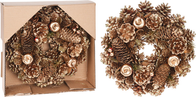 WREATH PINECONES 26CM