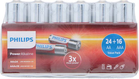 PHILIPS ΑΛΚΑΛΙΚΕΣ ΜΠΑΤΑΡΙΕΣ AA-24 & AAA-16