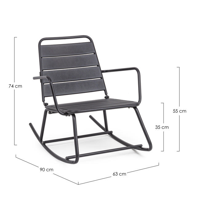 BIZZOTTO LILLIAN ROCKING CHAIR 74X90X63CM - ANTHRACITE