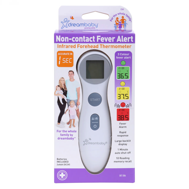 DREAMBABY NON-CONTACT FEVER ALERT INFRARED FOREHEAD THERMOMETER F341