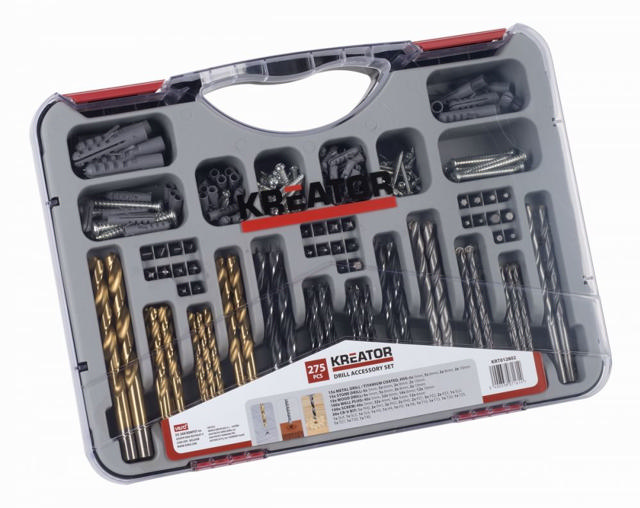 KREATOR KRT012802 DRILL ACCESSORIES SET 36X35X27CM - 275PCS 