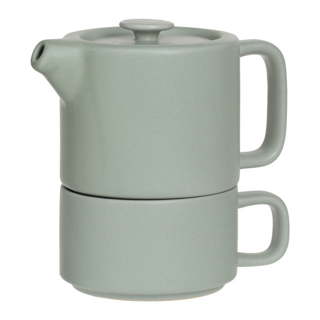 TEAPOT WITH CUP MINT NATURAL 400ML