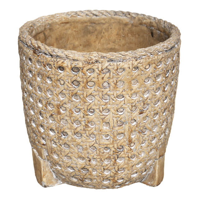 CEMENT POT CANE NATURAL SET 2PCS