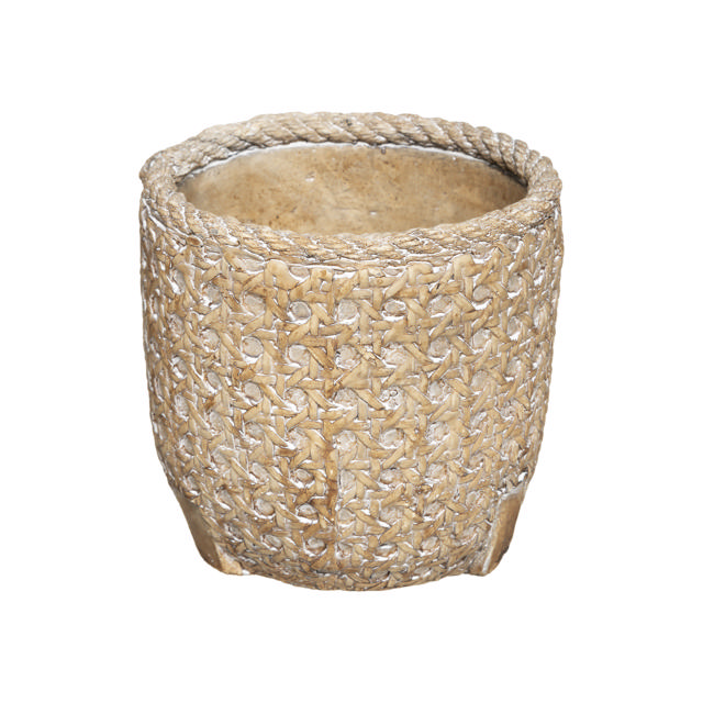 CEMENT POT CANE NATURAL SET 2PCS