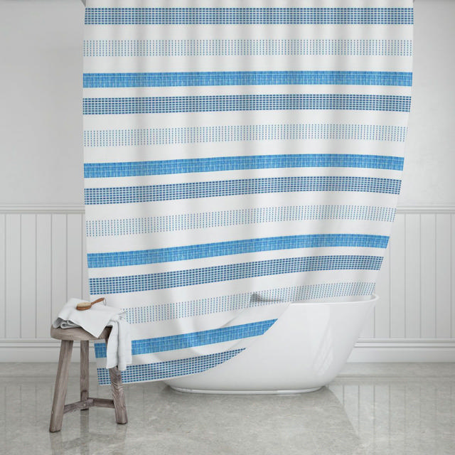 SHOWER CURTAIN180X200CM STRIPES BLUE