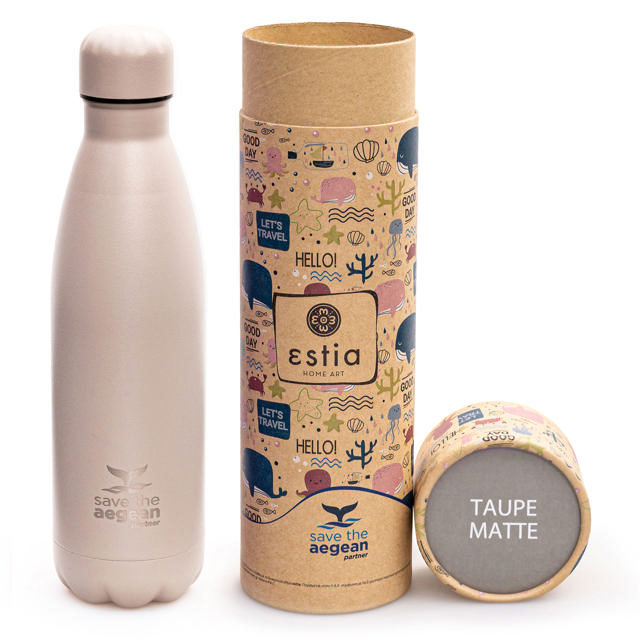 ESTIA 01-9809 TRAVEL BOTTLE SAVE THE AEGEAN 500ML TAUPE