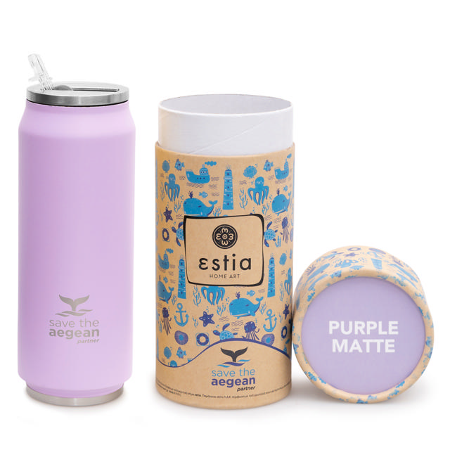 ESTIA 01-8581 TRAVEL MUG SAVE THE AEGEAN 500ML PURPLE MAT