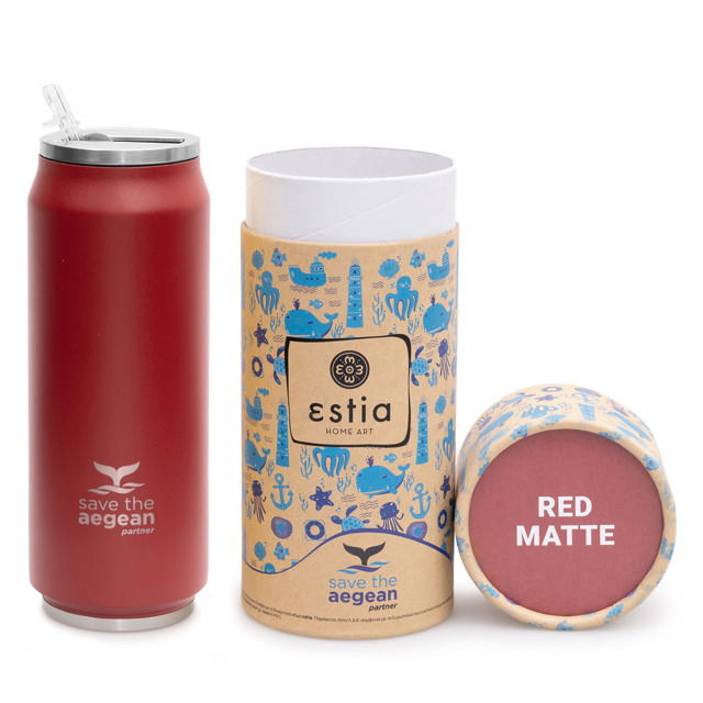 ESTIA 01-9854 TRAVEL MUG SAVE THE AEGEAN 500ML RED