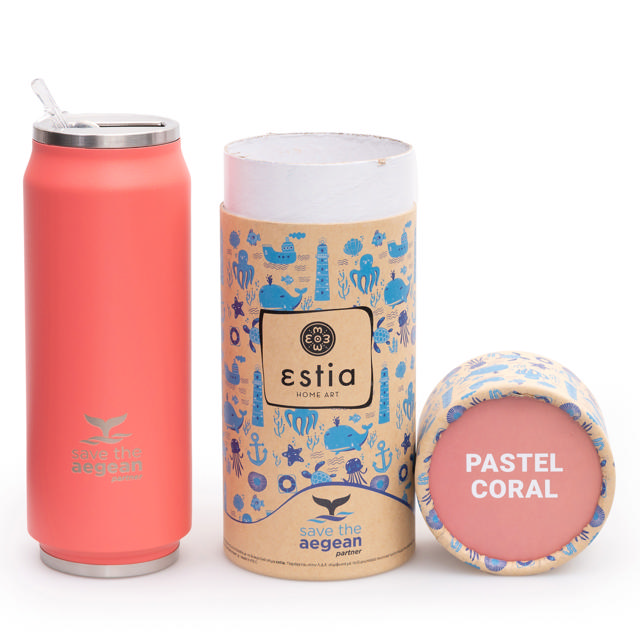 ESTIA 01-9878 TRAVEL MUG SAVE THE AEGEAN 500ML FUSION CORAL