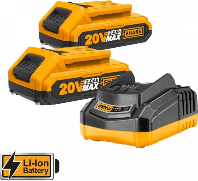 INGCO CBNLI2002 20V LI-ION BRAD NAILER WITH 2 2AH BATTERIES 1 CHARGER AND TOOLKIT