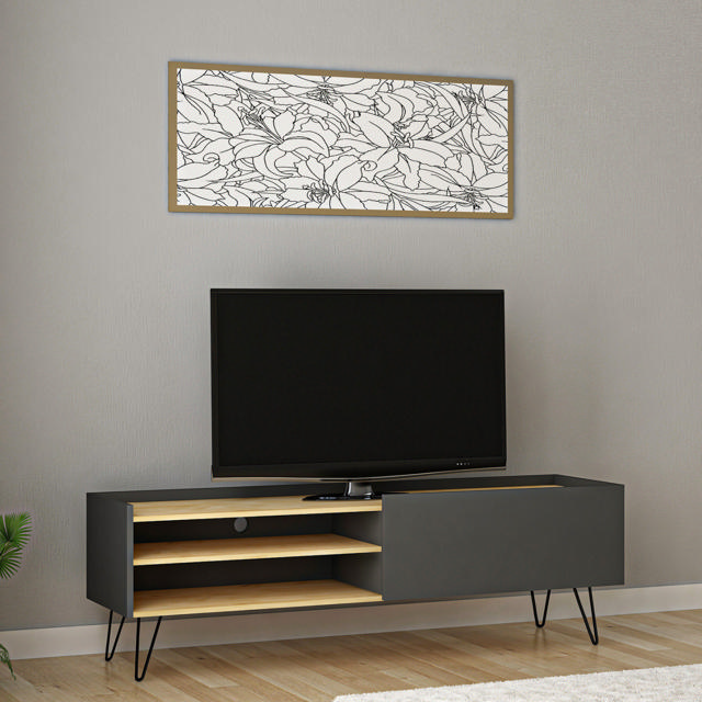 TV STAND 120X33X49.5CM OAK/GREY