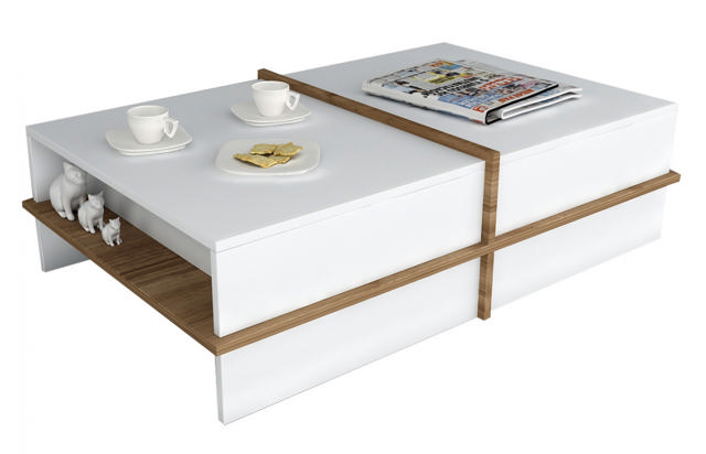 COFFEE TABLE 90X60X35CM WHITE/WALNUT 90X60X35YCM