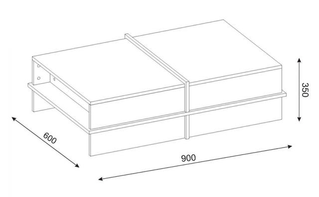 COFFEE TABLE 90X60X35CM WHITE/WALNUT 90X60X35YCM