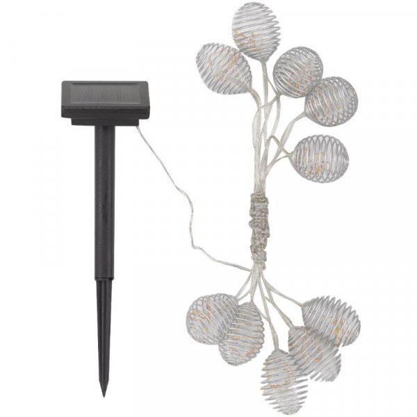 SPIRAL LIGHT 10 SILVER SOLAR STRING LIGHTS