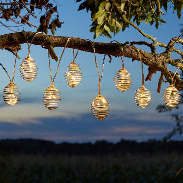 SPIRAL LIGHT 10 SILVER SOLAR STRING LIGHTS