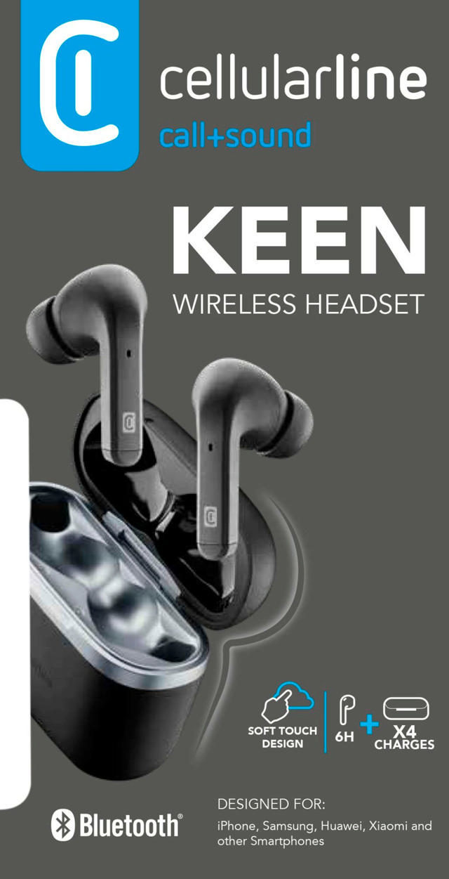 CELLULAR LINE BLUETOOTH EARPHONES KEEN TWS UNIVERSAL BLACK