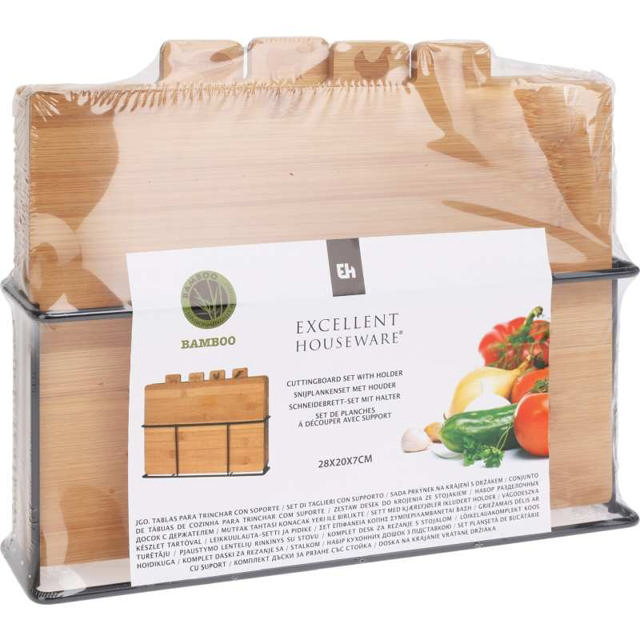 CUTTING BOARD SET BAMBOO 5PCS 28X20X7CM