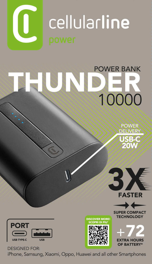 CELLULAR LINE POWER BANK THUNDER 1000mAh BLACK