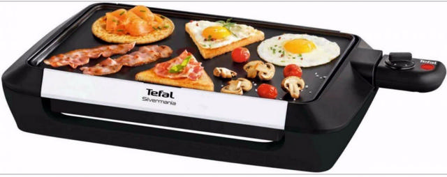 TEFAL CB6708 PLANCHA ELECTRIC GRILL VALENCIA SILVER 37.9X24.4CM 1600W