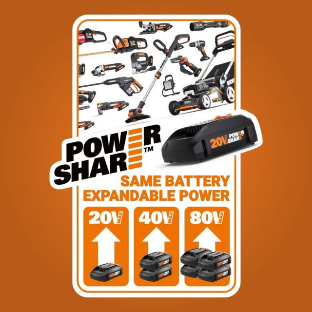 WORX WG543E.9 ΦΥΣΗΤΗΡΑΣ ΜΠΑΤΑΡΙΑΣ SOLO 20V JET 4AH - ΧΩΡΙΣ ΜΠΑΤΑΡΙΑ