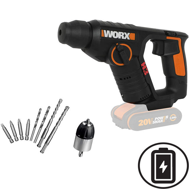 WORX WX394.91 CORDLESS ROTARY HAMMER DRILL SOLO 20V