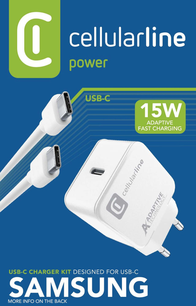 CELLULAR LINE USB-C CHARGER KIT C2C 15W 1Μ WHITE