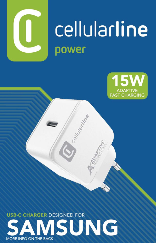 CELLULAR LINE USB-C CHARGER SAMSUNG 15W WHITE