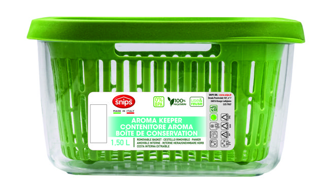 SNIPS AROMA ΠΛΑΣΤΙΚΟ ΔΟΧΕΙΟ ΦΥΛΑΞΗΣ ΤΡΟΦΙΜΩΝ 1.5L GREEN