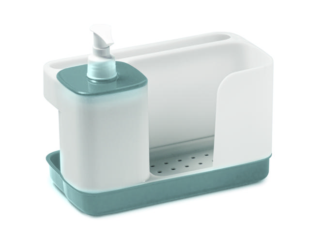 SNIPS RECTANGLE SPONGE HOLDER WITH DISPENSER - WHITE /BLUE