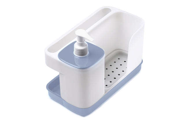 SNIPS RECTANGLE SPONGE HOLDER WITH DISPENSER - WHITE /BLUE