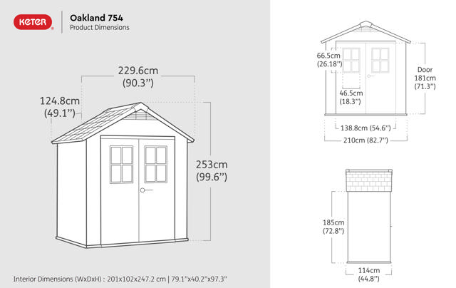 KETER OAKLAND SHED 754 WOODLOOK 7.5X4FT