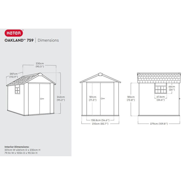 KETER ΠΛΑΣΤΙΚΗ ΑΠΟΘΗΚΗ OAKLAND 759 WOODLOOK 7X9FT