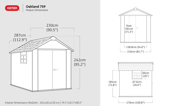 KETER ΠΛΑΣΤΙΚΗ ΑΠΟΘΗΚΗ OAKLAND 759 WOODLOOK 7X9FT