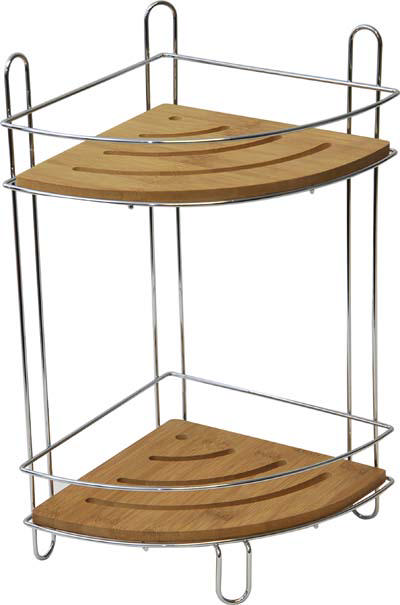 TENDA CORNER SHOWER RACK 2 TIERS BAMBOO