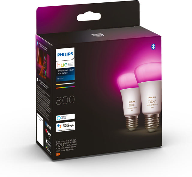 PHILIPS HUE LED BULBS 2XE27 RGBW 806lm DIMMABLE