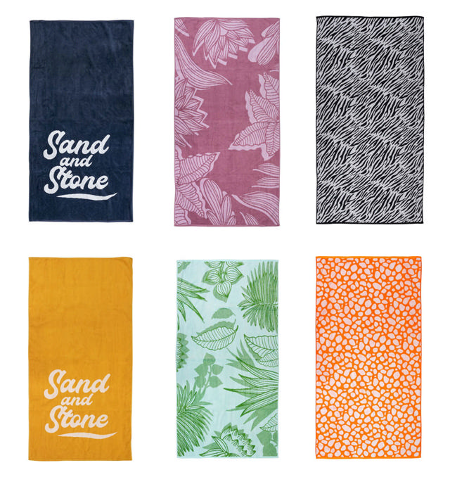 SAND AND STONE BEACH TOWEL 100% COTTON 90X170CM MULTI DESINGS