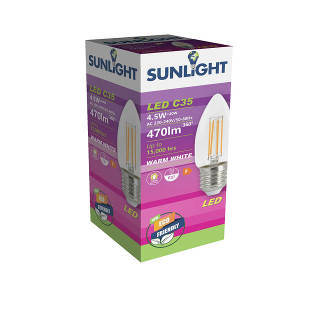 SUNLIGHT LED 4.5W ΛΑΜΠΤΗΡΑΣ 'ΝΗΜΑΤΟΣ' C35 E27 470LM 2700K CLEAR