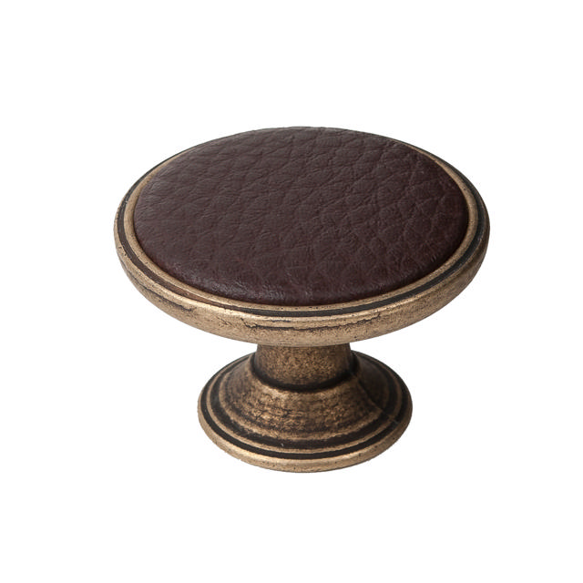 METAL KNOB 37MM ANTIQUE LEATHER BRONZE