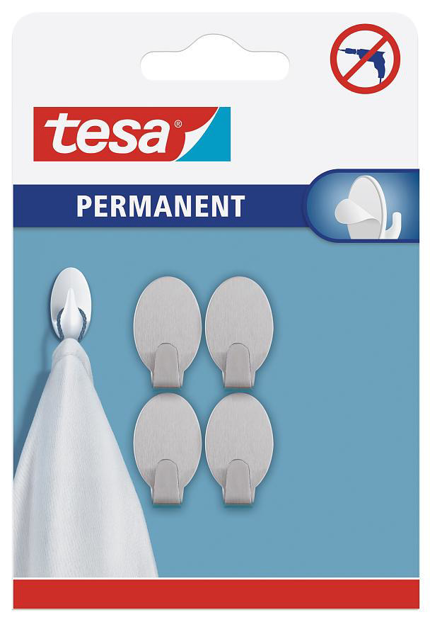 TESA 4PCS PERMANENT SET HOOK METAL OVAL