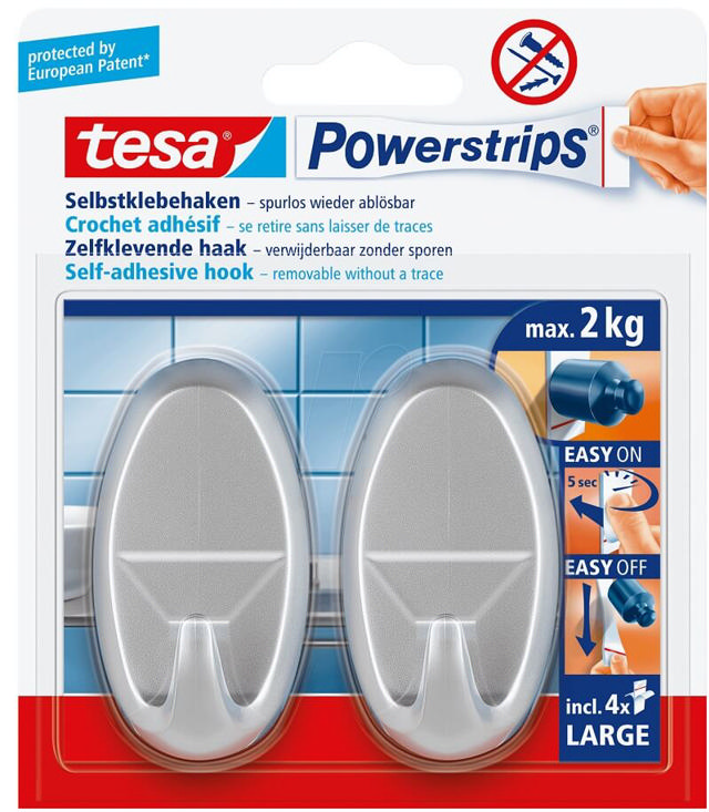 TESA 2PCS SET HOOKS OVAL SILVER