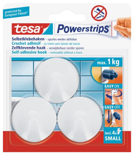 TESA 3PCS SET HOOKS SMALL CIRCLE WHITE