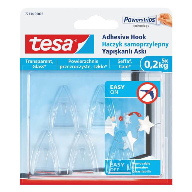 TESA 5PCS SET DECO HOOK TRANSPARENT 