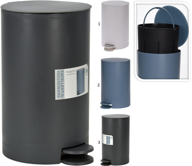 PEDAL BIN 3.2L 3 ASSORTED COLOURS