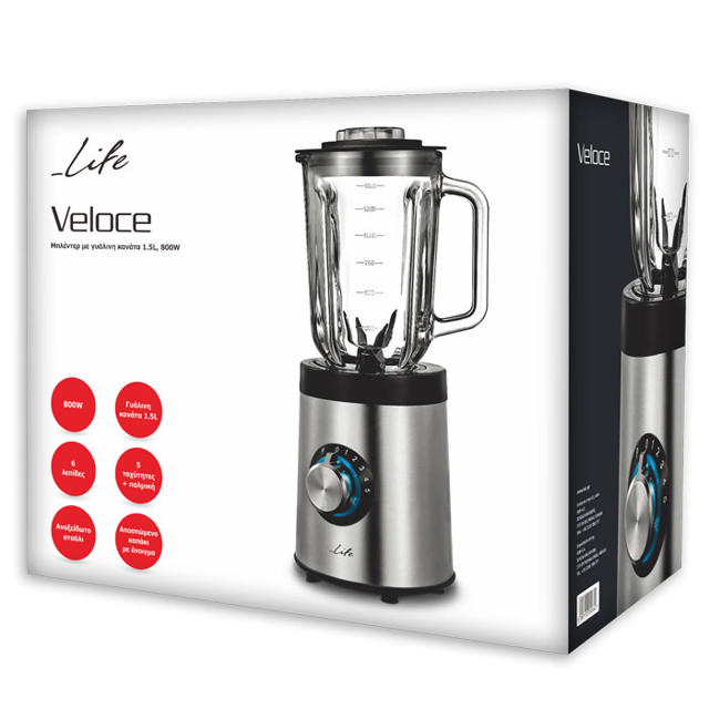 LIFE VELOCE 221-0199 BLENDER 1.5L 800W