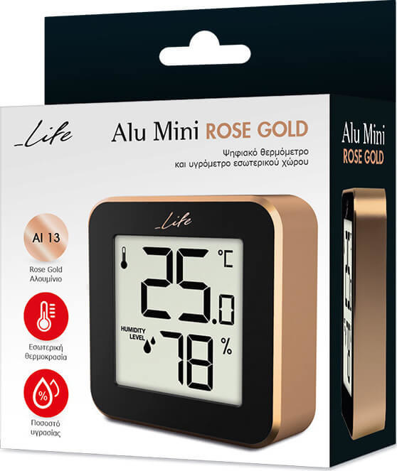 LIFE 221-0228 ALUMINIUM MINI ROSE GOLD ΘΕΡΜΟΜΕΤΡΟ