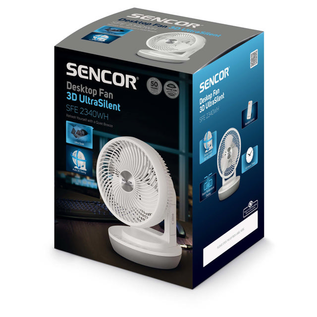 SENCOR SFE 2340WH DESKTOP FAN 3D ULTRASILENT ⌀23CM 45W