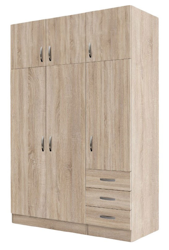 EKOWOOD PRL1004 WARDROBE 6 DOORS + 3 DRAWERS 198X134X56CM NATURAL