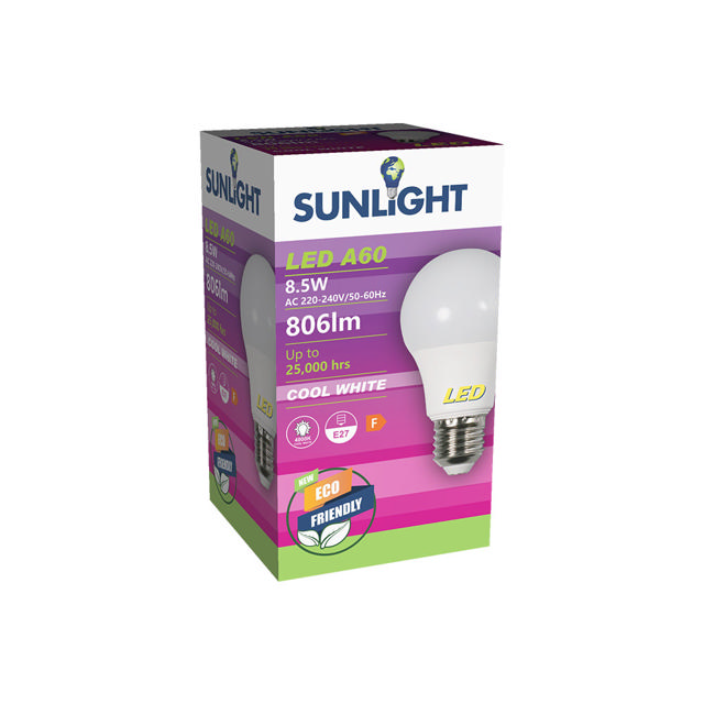 SUNLIGHT LED 8.5W A60 LAMP E27 806LM 4000K FROSTED