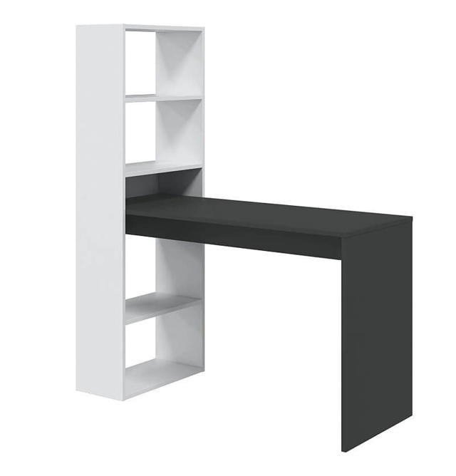 FORES DUPLO DESK WITH BOOKCASE BLACK/ WHITE 144X120X53CM