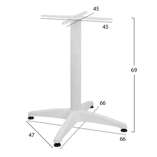 ΒΑΣΗ ΤΡΑΠΕΖΙΟΥ ΑΛΟΥΜΙΝΙΟΥ 4 ΠΟΔΙΑ 65X65X70CM ΛΕΥΚΗ